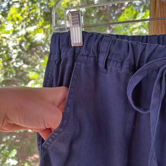 Allen Allen Women's Navy 100% Linen Cropped Pants Size S - Picture 3 of 7